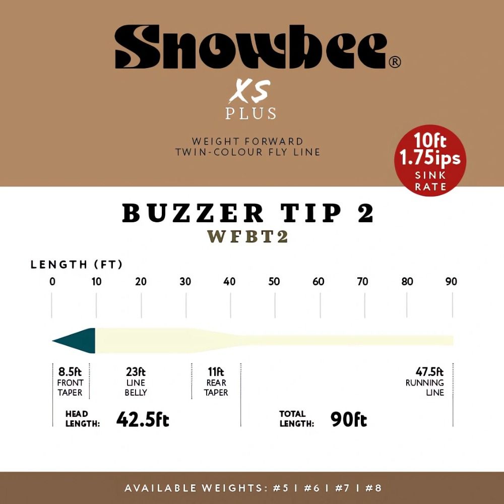 Snowbee XS-Plus Buzzer 2 Sink-Tip Fly Lines - Light Blue / Ivory