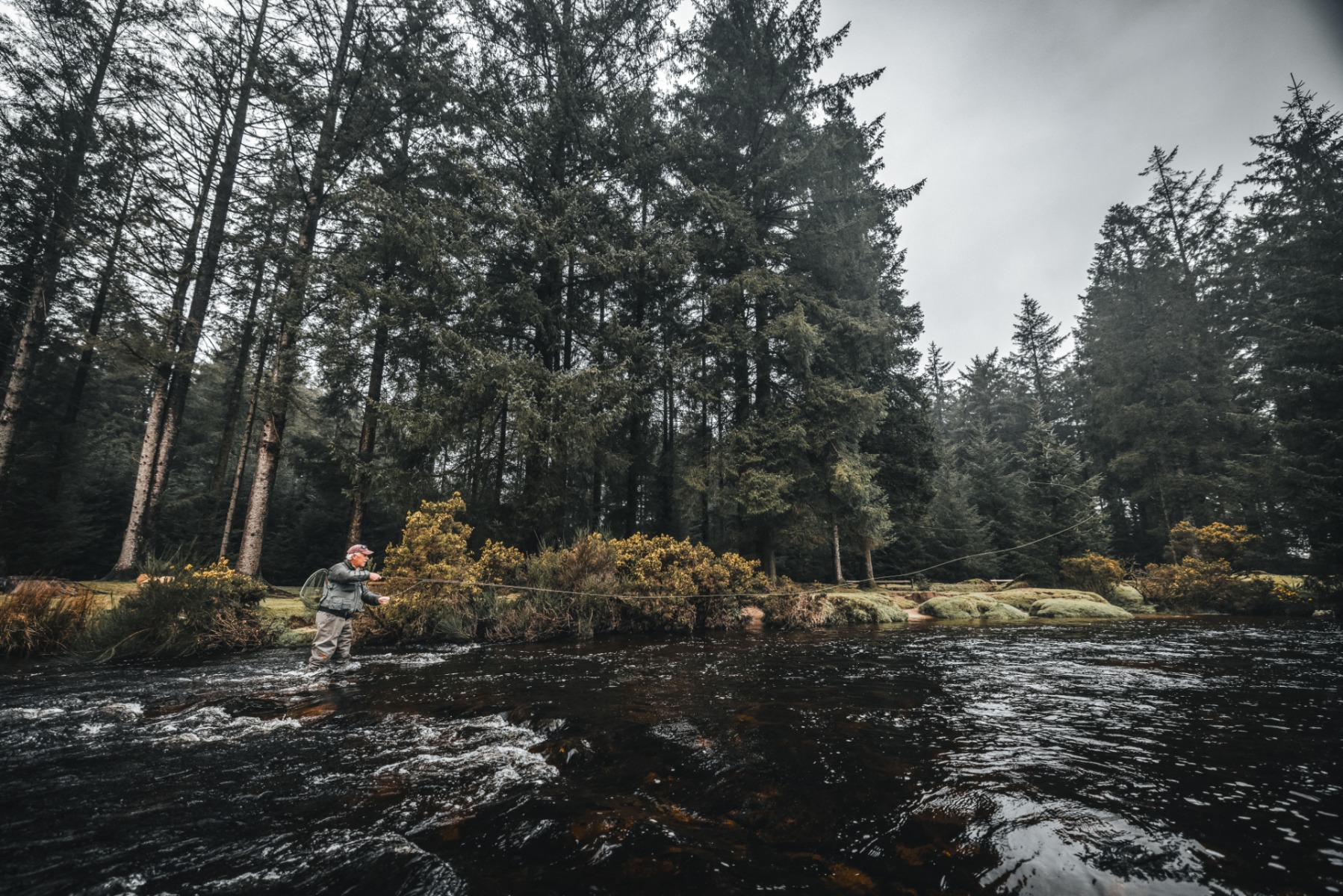 Simon Kidd casts his Snowbee Fly Line into a fast flowing Devon river
