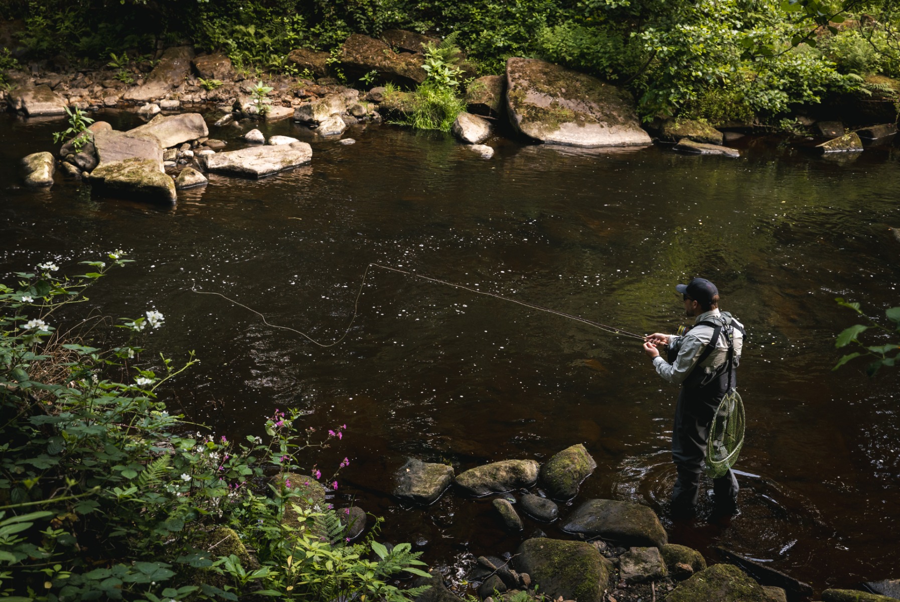 Fishing using a Dry Fly Setup with Snowbee Tapered French Leader and Thistledown Fly Line